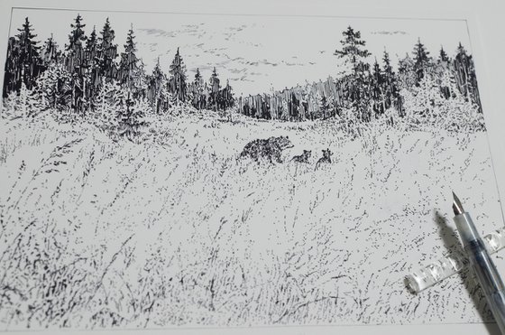 Mother bear and her cubs