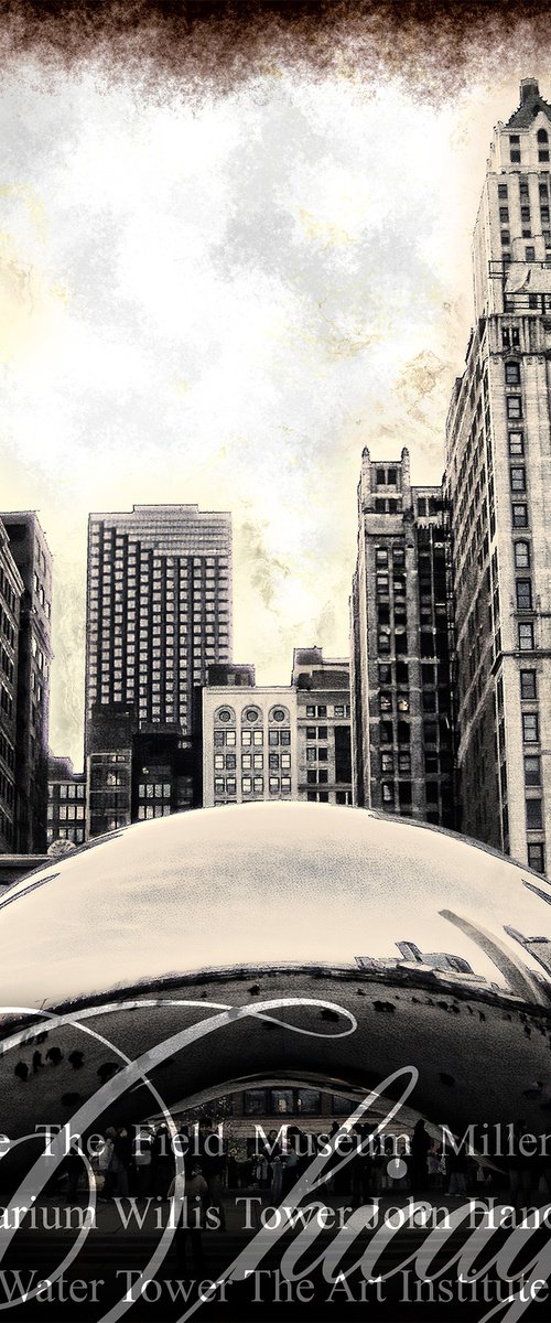 Chicago Cloud Gate/XL large original artwork by Javier Diaz