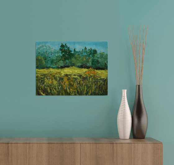 Grass and flowers in the meadow. PLEIN AIR #2 /  ORIGINAL PAINTING