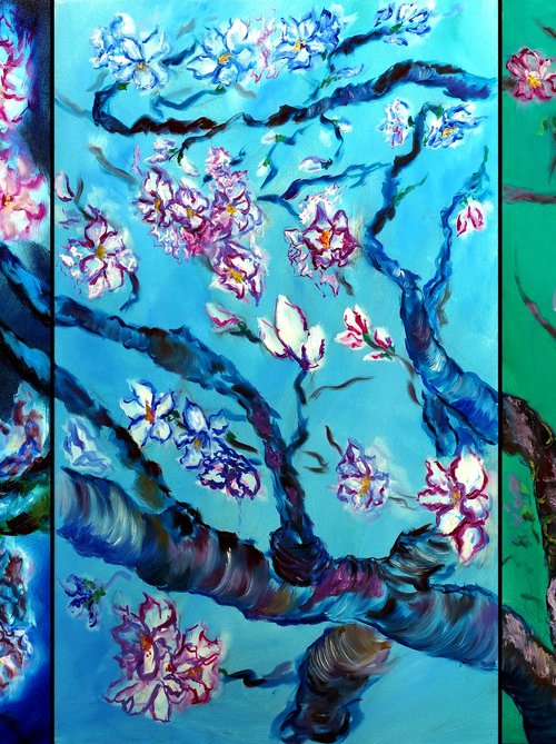 Eternal Blossoms Triptych by Ruslana Levandovska