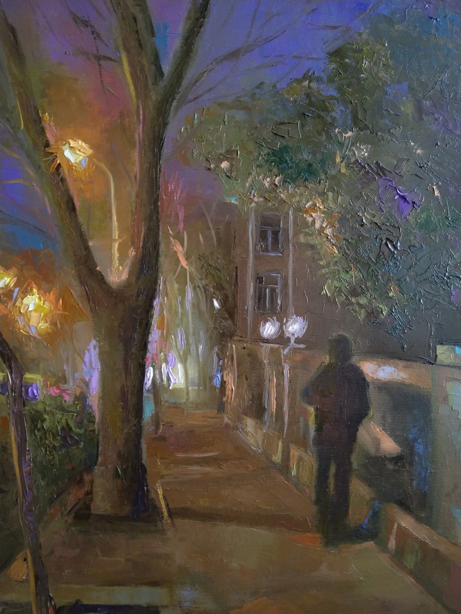 Impressionistic Cityscapes Oil Painting By Kamsar Ohanyan, 16 X 20", Yerevan Street, Original Artwork