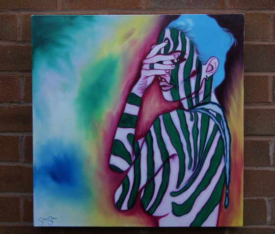 Zebra Girl ( on canvas ) Free Shipping