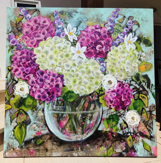 Pink and White Hydrangea