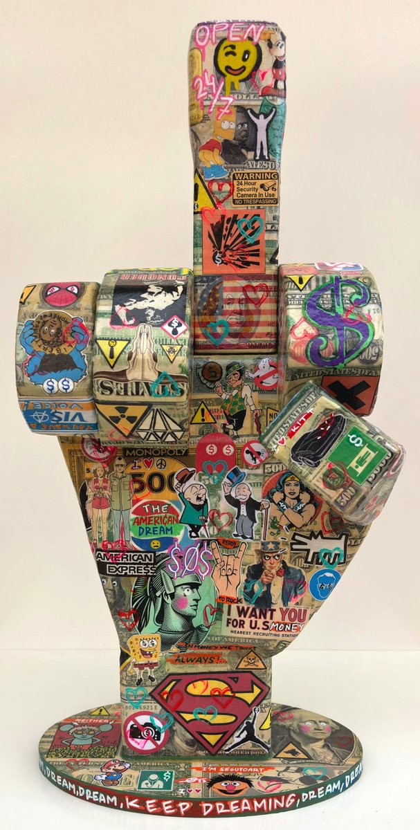 Urban And Pop Wood Sculpture , Fuck You ! By Segutoart, 12 X 25, Artwork For Sale On Artfinder