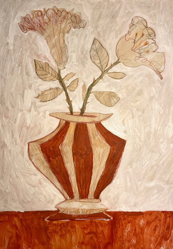 Two flowers in a vase