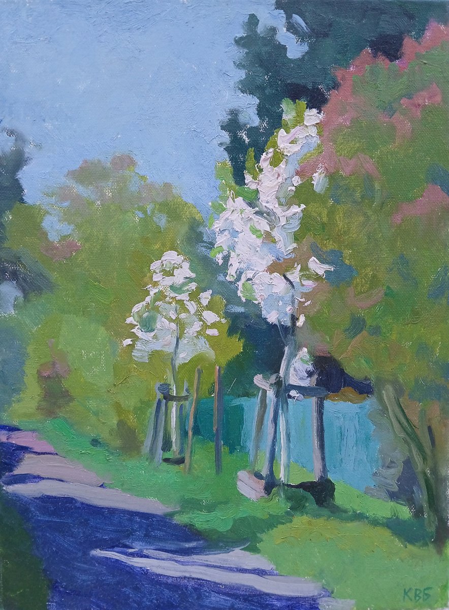 Impressionistic Landscape Oil Painting By Vasyl Koval, 12 X 16", Alley, Original Artwork