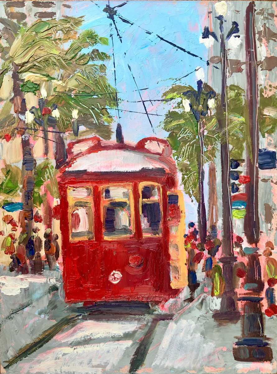 Old tram - cityscape, red tram, New Orleans, streetcar, Louisiana by Alexandra Jagoda (Ovcharenko)