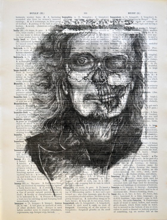 Tony Iommi Like a Zombie - Collage Art on Large Real English Dictionary Vintage Book Page