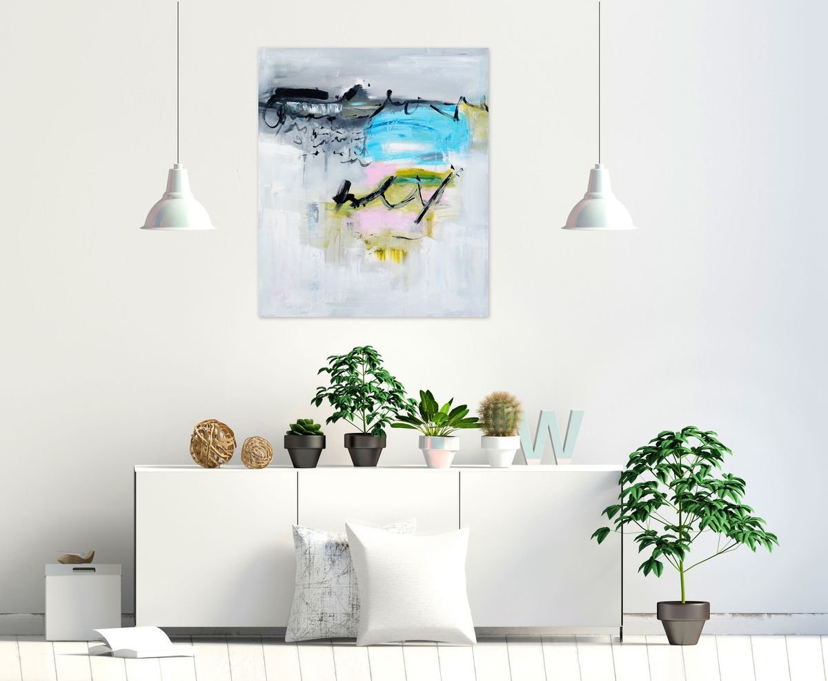 Expressive Abstract Acrylic Painting By Radek Smach, 24 X 28", Zu196, Original Artwork