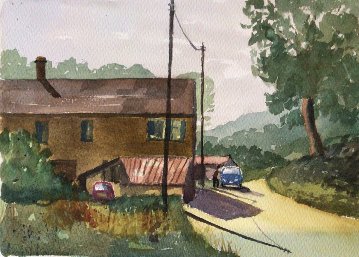 Provencale cottages an original watercolour painting by Julian Lovegrove Art