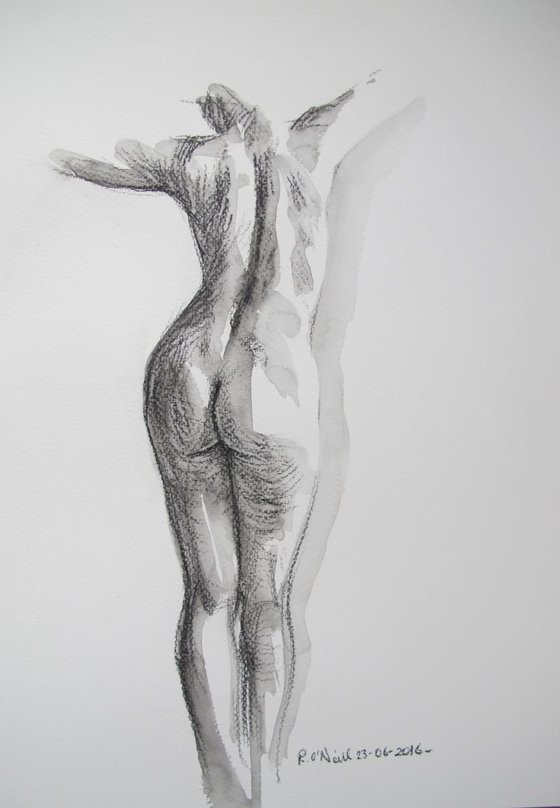 standing nude back study