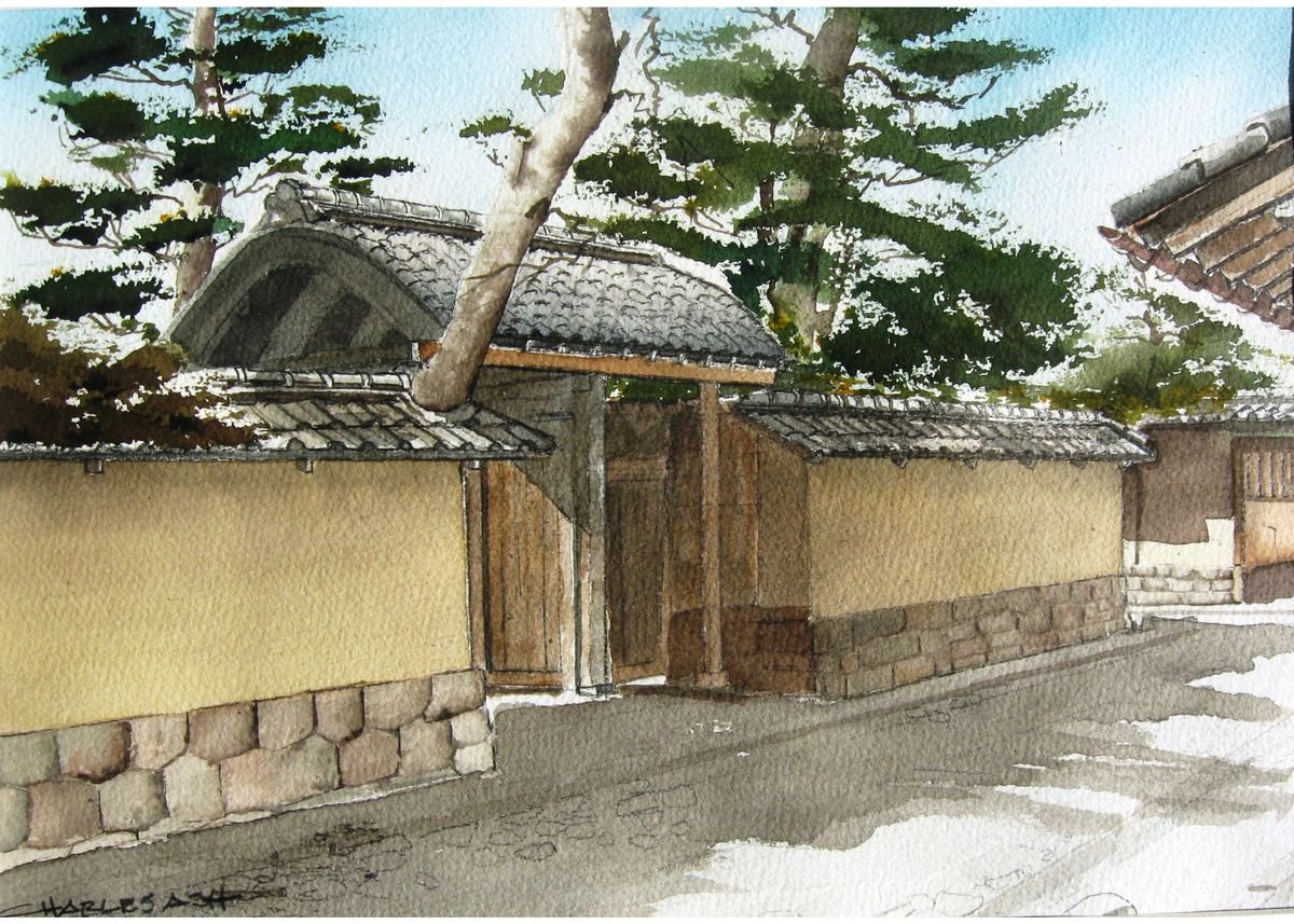 Naga Machi - Original Watercolor Painting by CHARLES ASH