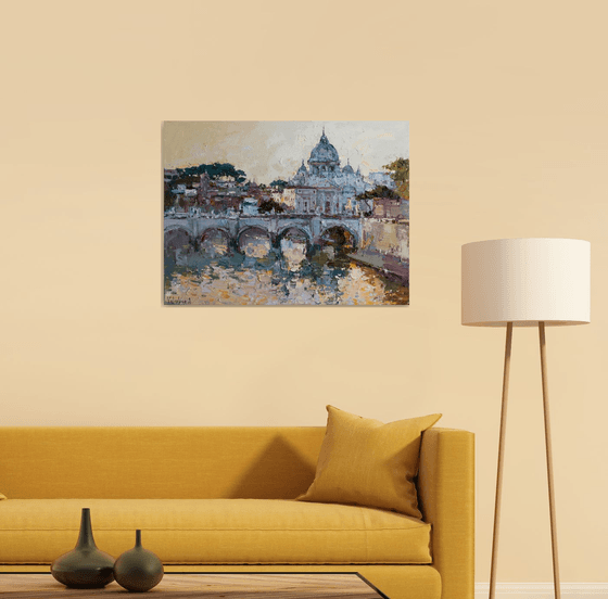 St. Angelo Bridge in Rome, Italy Oil painting by Anastasiia Valiulina ...