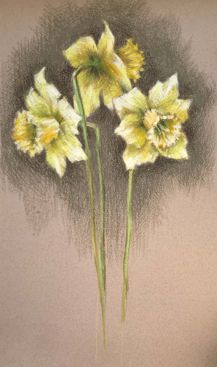 Daffodils. One of a kind, original painting, handmade work, gift. by Galina Poloz