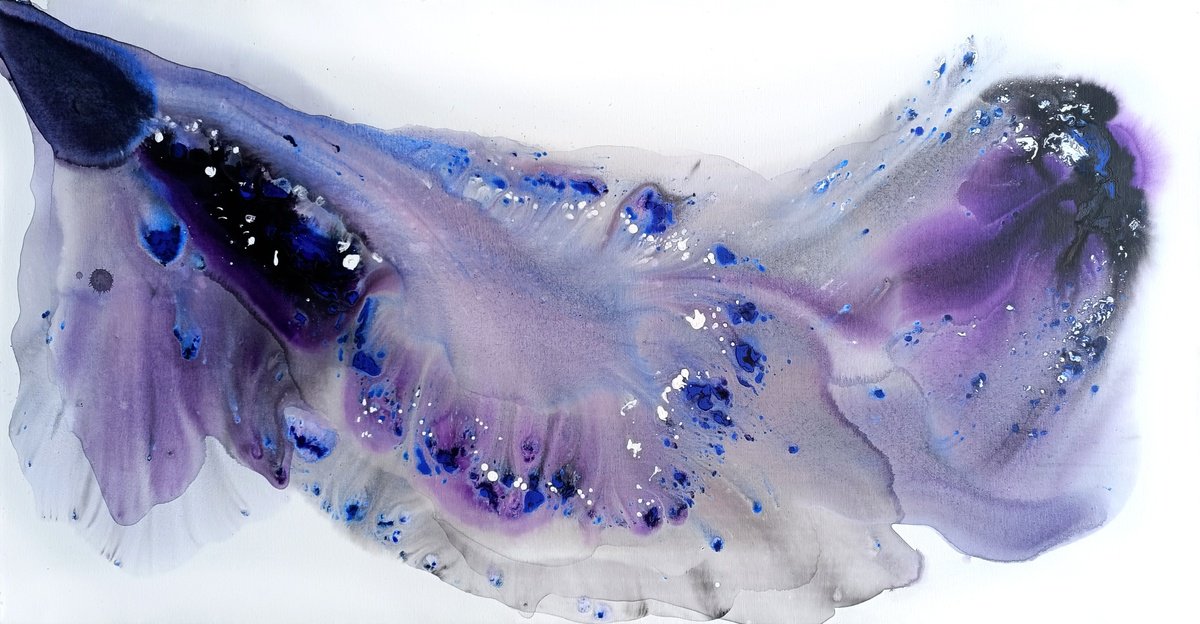 Abstract Landscape Acrylic Painting By Muriel Napoli, 47 X 24", Nature 442, Original Artwork