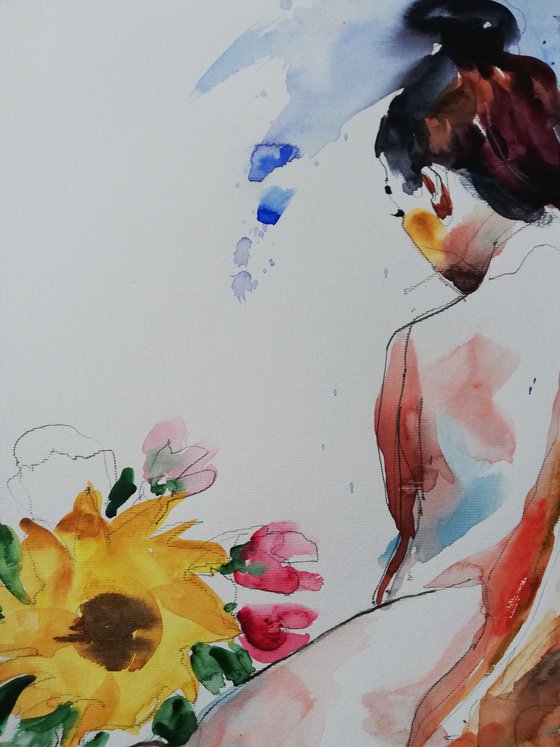 Nude with Sunflower