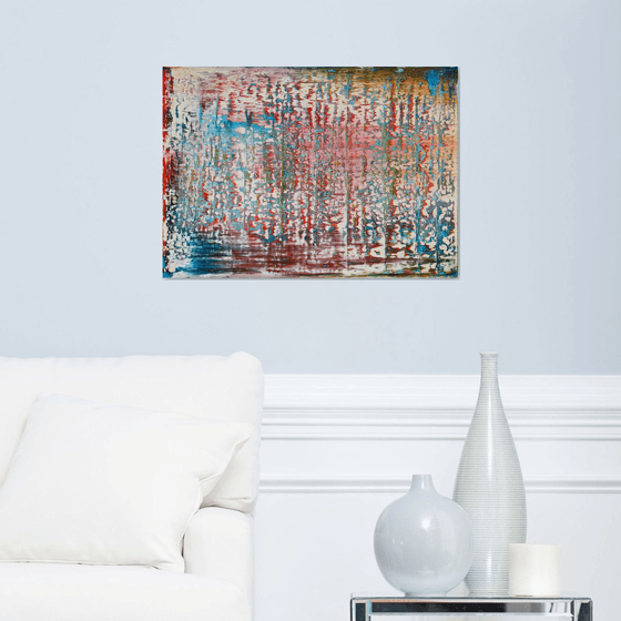 70x50 cm | 23.5 x 19.5″ Pink Blue Abstract Painting Original Canvas Art