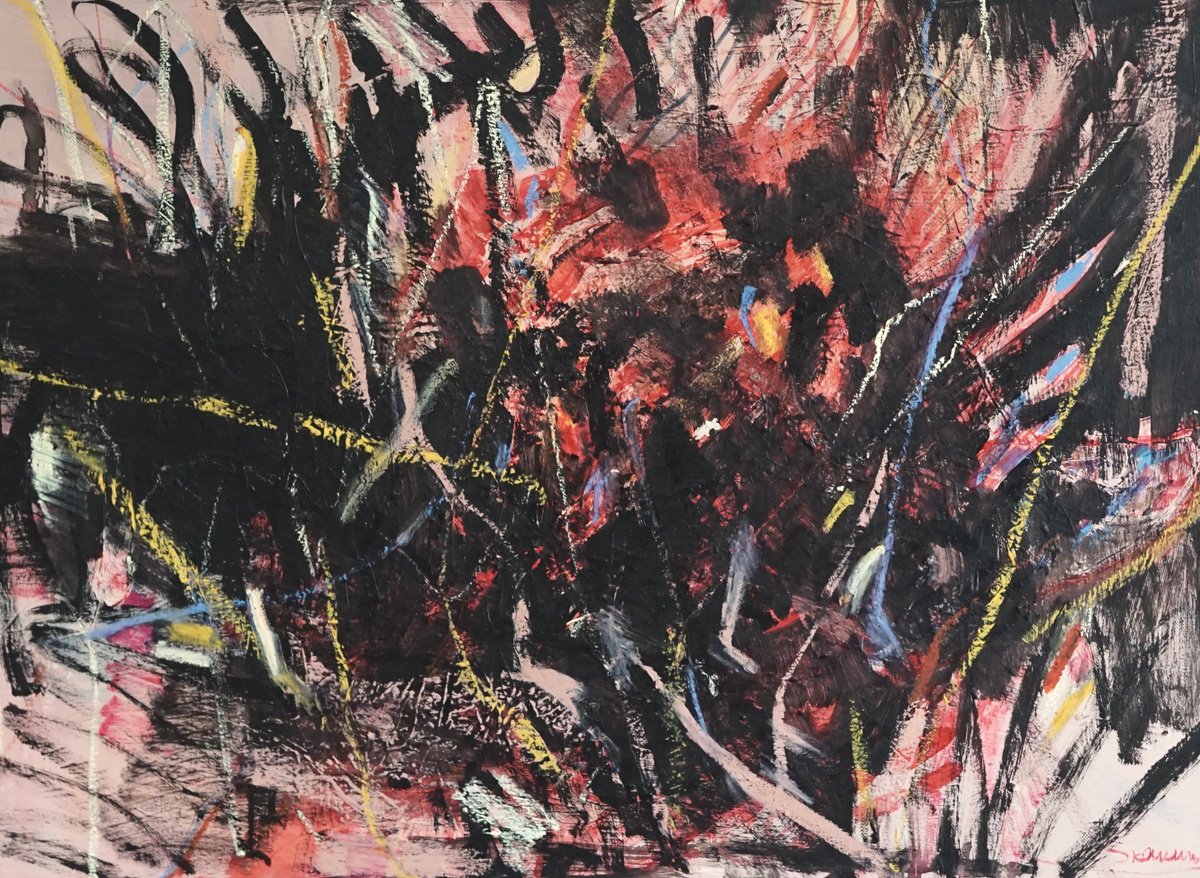 Expressive Abstract Acrylic Painting By Mari Skakun, 28 X 20", Rave. 14, Original Artwork