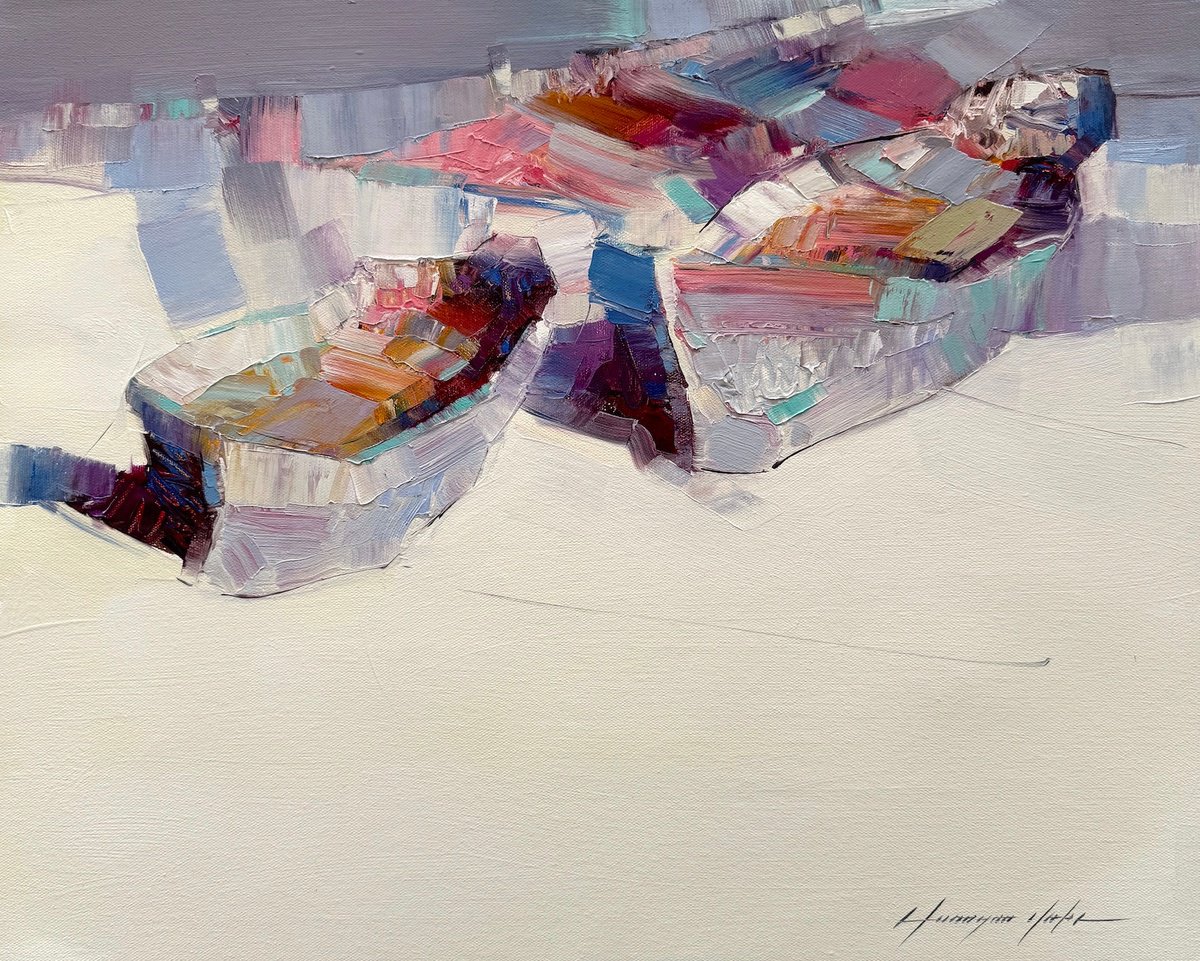 Boats On The Shore By Vahe Yeremyan, 21 X 17, Artwork For Sale On Artfinder