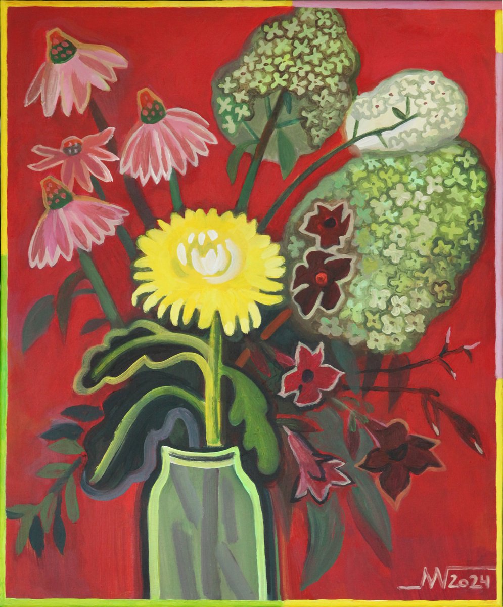 Botanical Acrylic Painting By Marina Gorkaeva, 20 X 24", Posy, Original Artwork