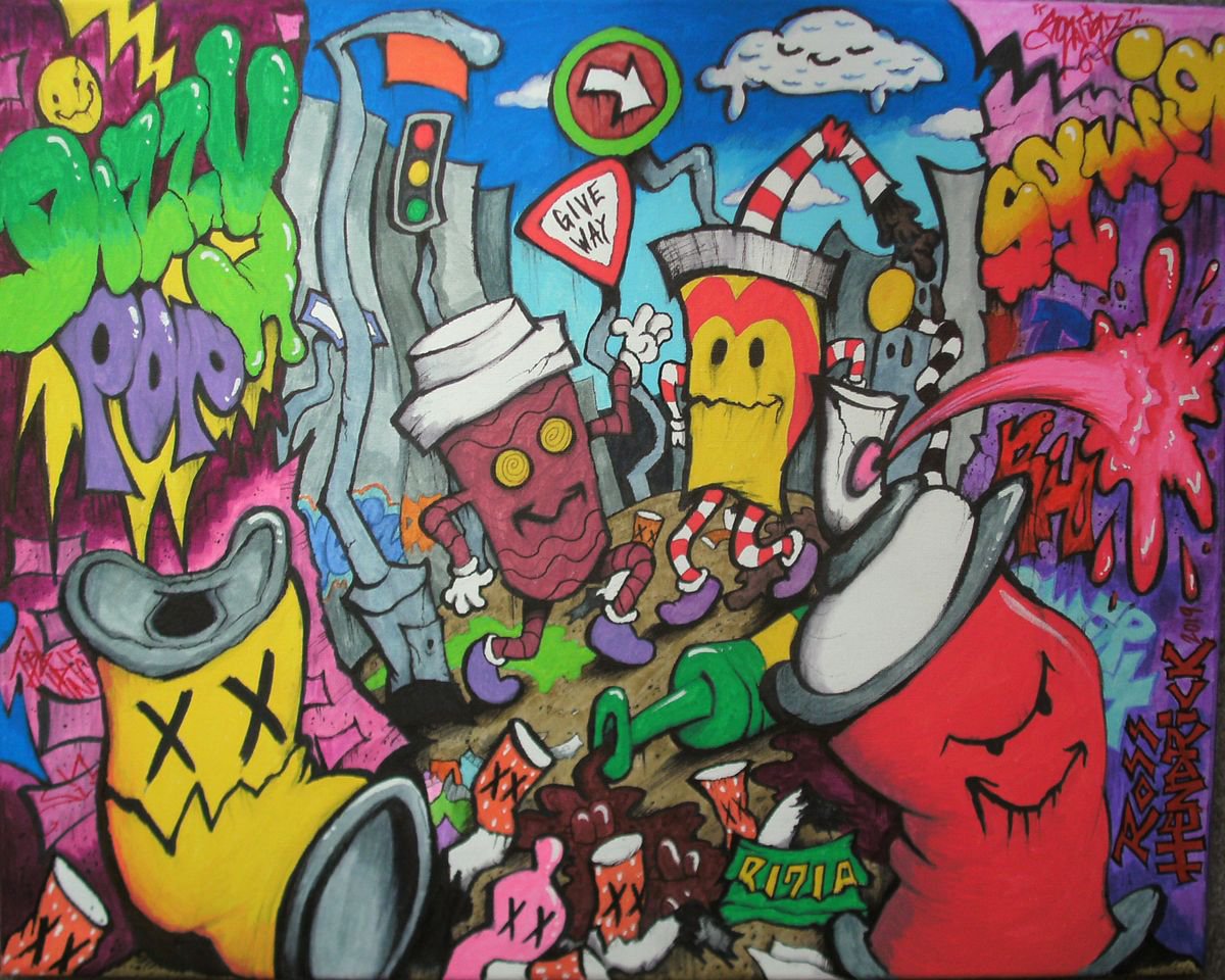 Street art graffiti characters by Ross Hendrick