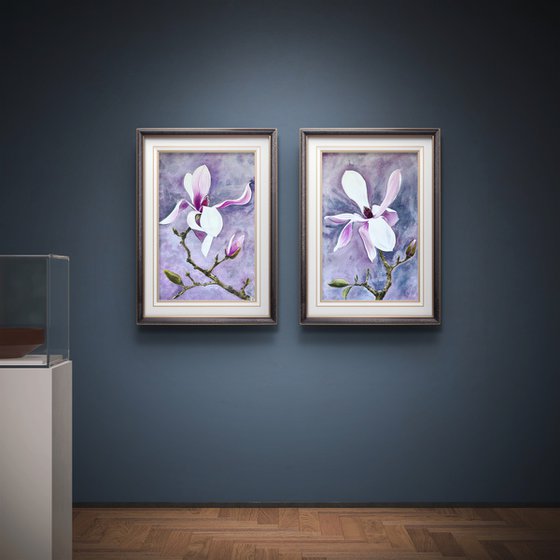 Set of 2 Wild Pink magnolia