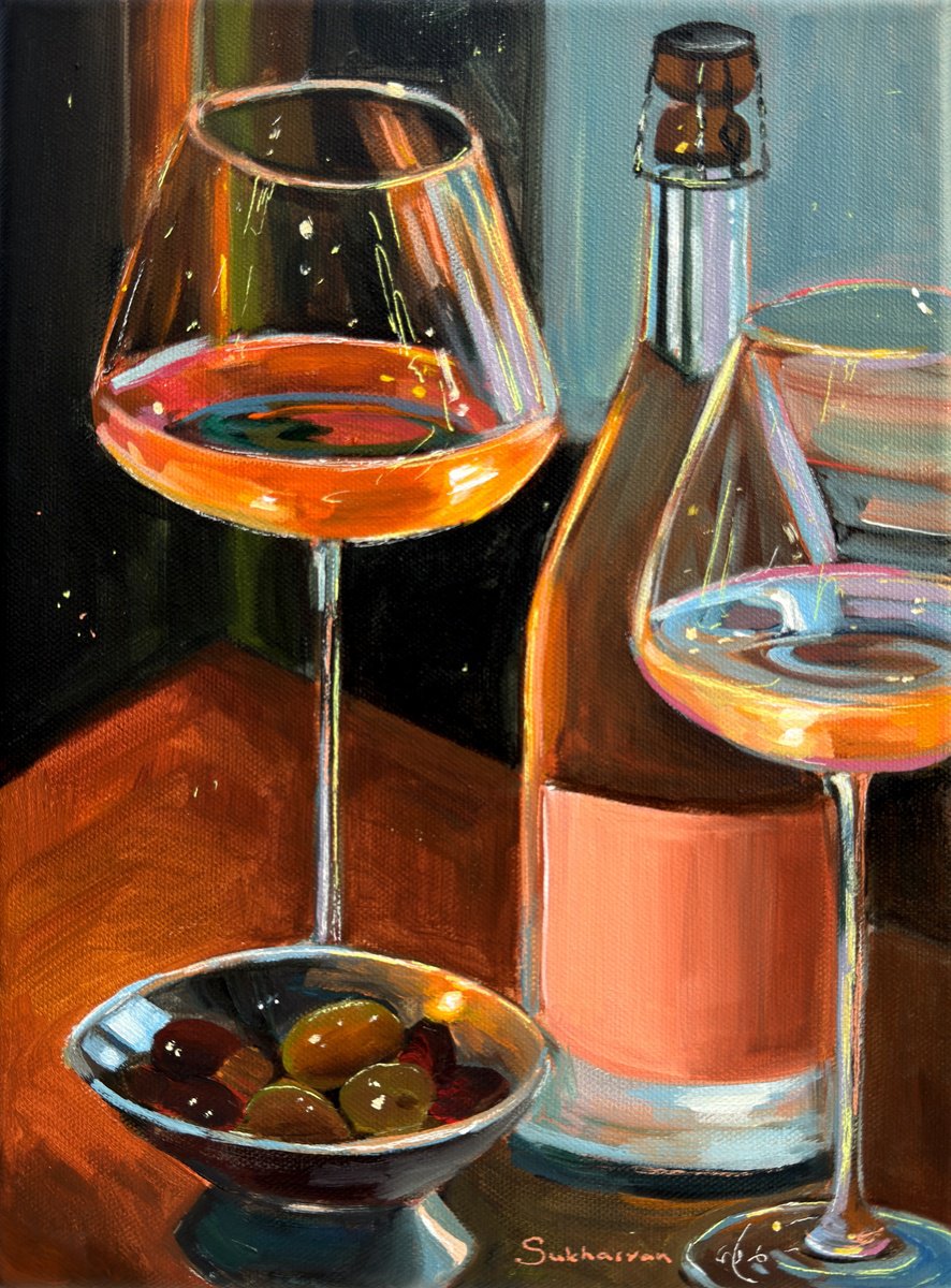 Wine Time By Victoria Sukhasyan, 9 X 12, Artwork For Sale On Artfinder
