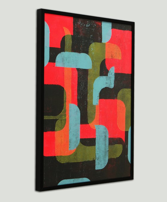 Incl Frame - Art on paper - Fractured Black 5 -  A3 - 31x43CM - Ronald Hunter 21O