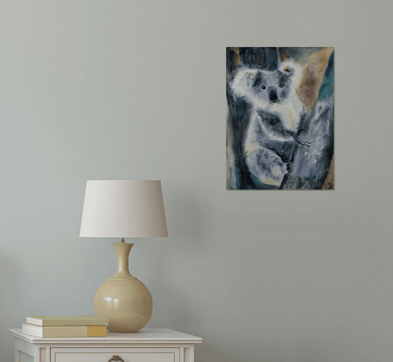 Koala painting, Australia watercolor painting original