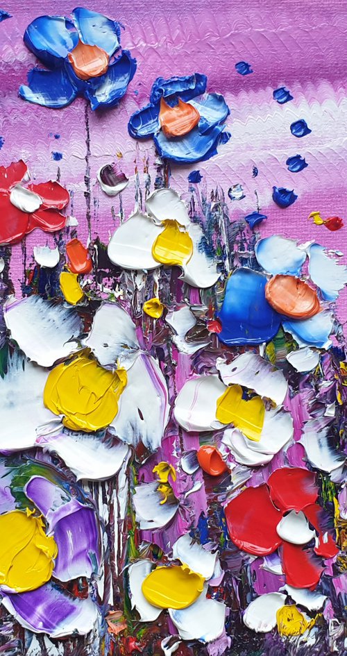 "Abstract Mauve Flowers in Love" by Phil Broad
