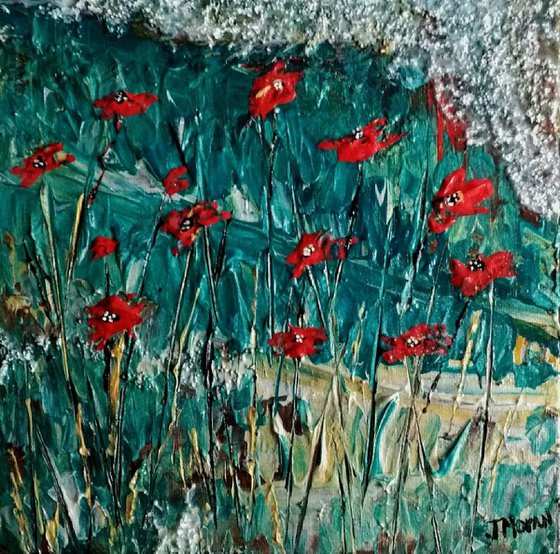 Poppies on gold