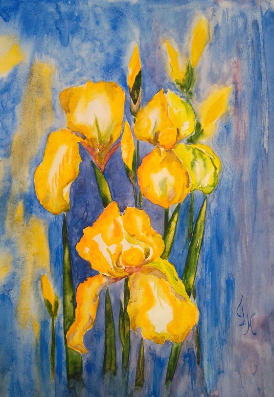 "Yellow irises" 30.5*43 cm\12*17"