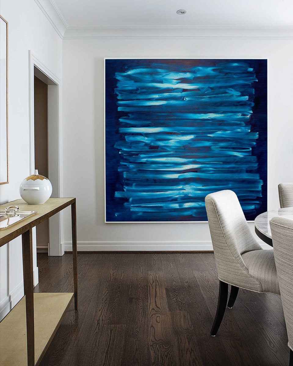 Abstract Oil Painting By Nataliia Sydorova, 75 X 75", Night Ocean, Original Artwork