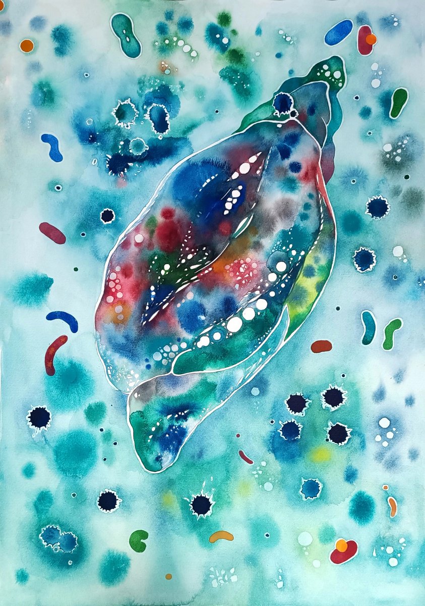 Organic Abstract Watercolour By Ilaria Finetti, 14 X 20, Schell, Original Artwork