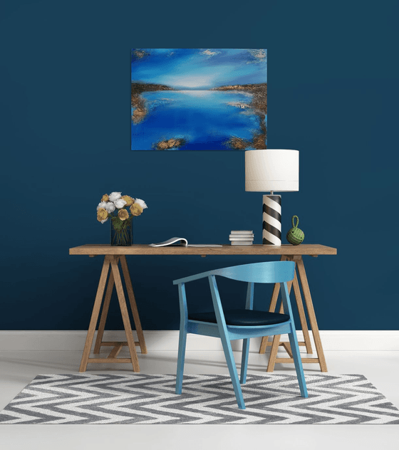 A large original modern semi-abstract seascape painting "Depth of the sea"