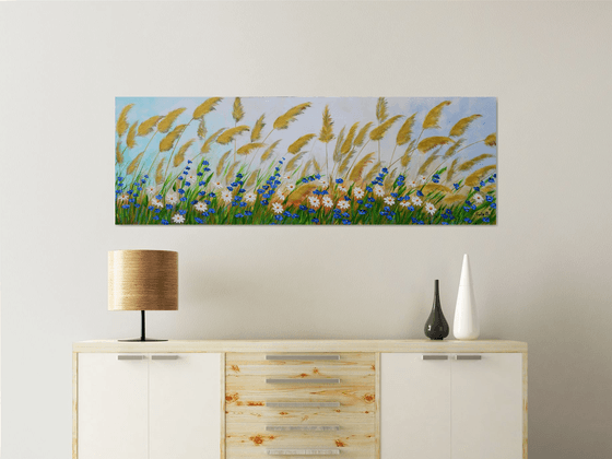 Gold Pampas - Large Original Painting 60" x 20"