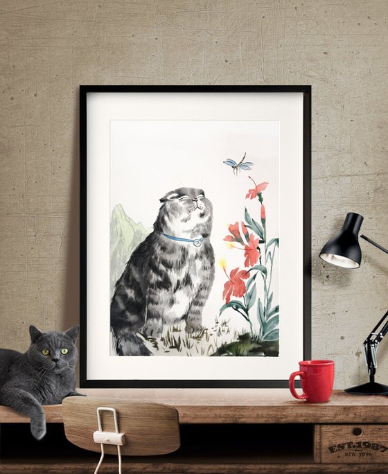 Tranquil Whiskers  cat sun