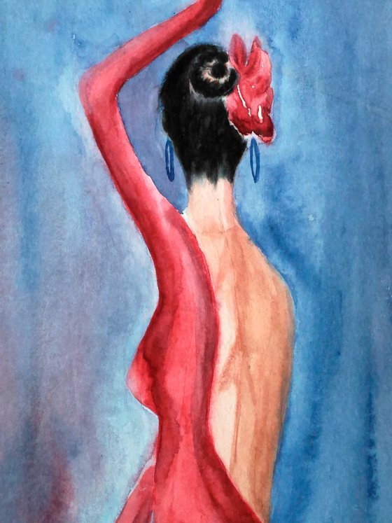Flamenco Dancer original watercolor painting