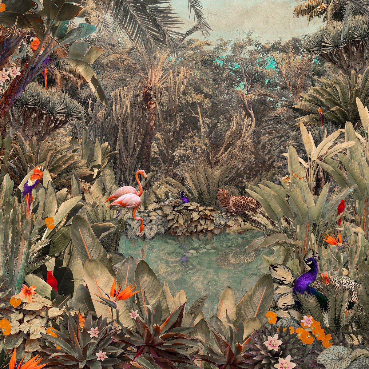 Impressionistic Landscape Photograph By Nadia Attura, 28 X 28", Backwaters Coast, Original Artwork