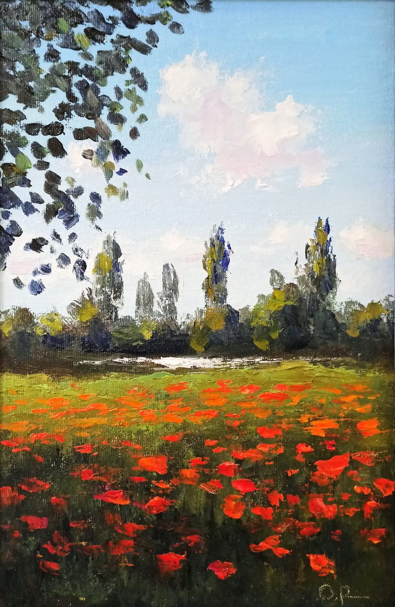 Poppies by the river by Oleh Rak