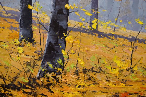 Autumn Stream Reflections Gold Fall Scene