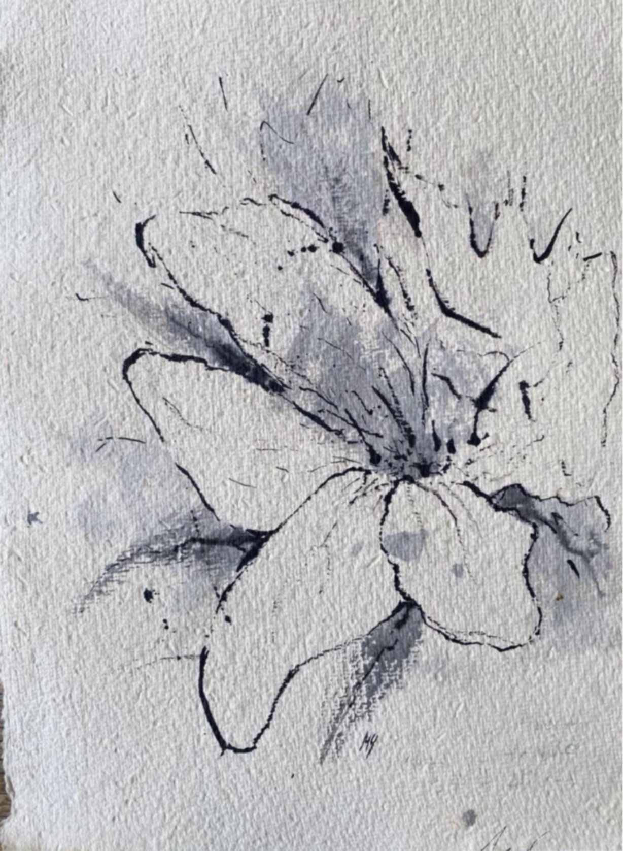 Geometric Botanical Ink Drawing By Grey Aiden, 8 X 11, Flowers | Triptych, Original Artwork