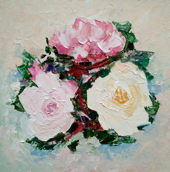 Peonies Painting Original Art Small Floral Wall Art Abstract Peony Flower Artwork