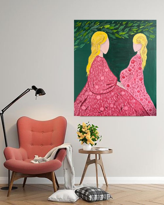 Mother Daughter Original Painting