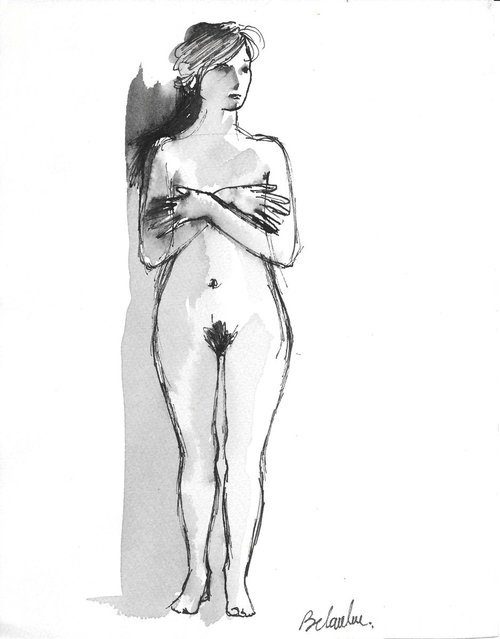 Standing Nude 6, 20x25 cm by Frederic Belaubre