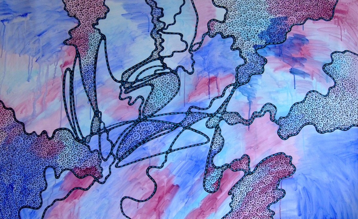 Abstract Acrylic Painting By Marina Krylova, 59 X 35", Finding A River, Original Artwork