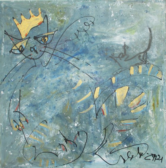 fat freddy´s cat acrylpainting 35,5 x 35,5 inch