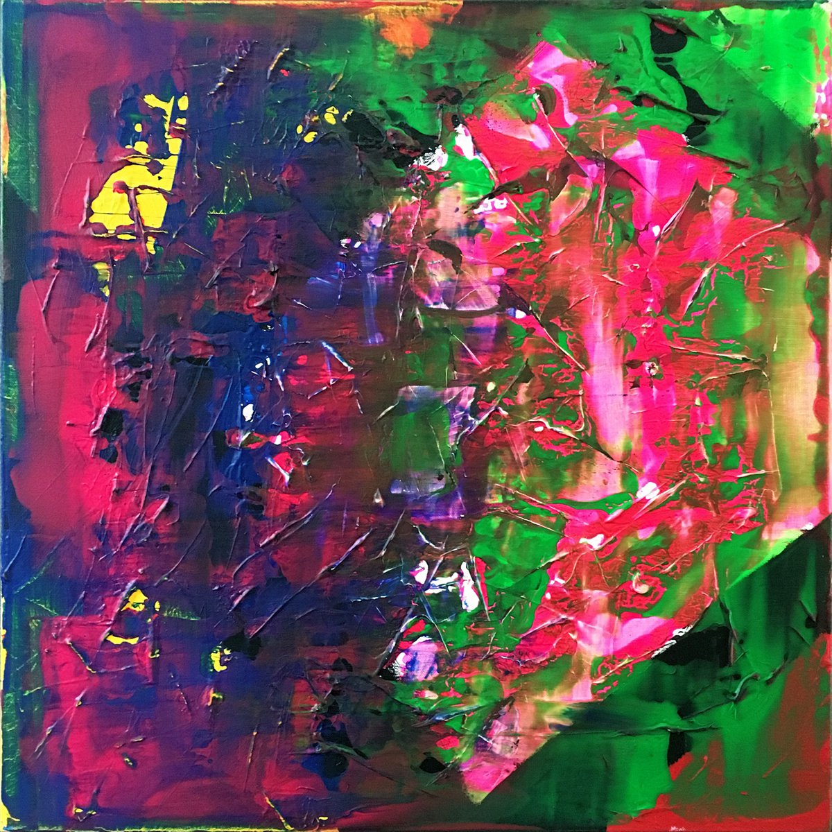 Expressive Abstract Acrylic Painting By Preston M. Smith (Pms), 24 X 24", "Transitioning", Original Artwork