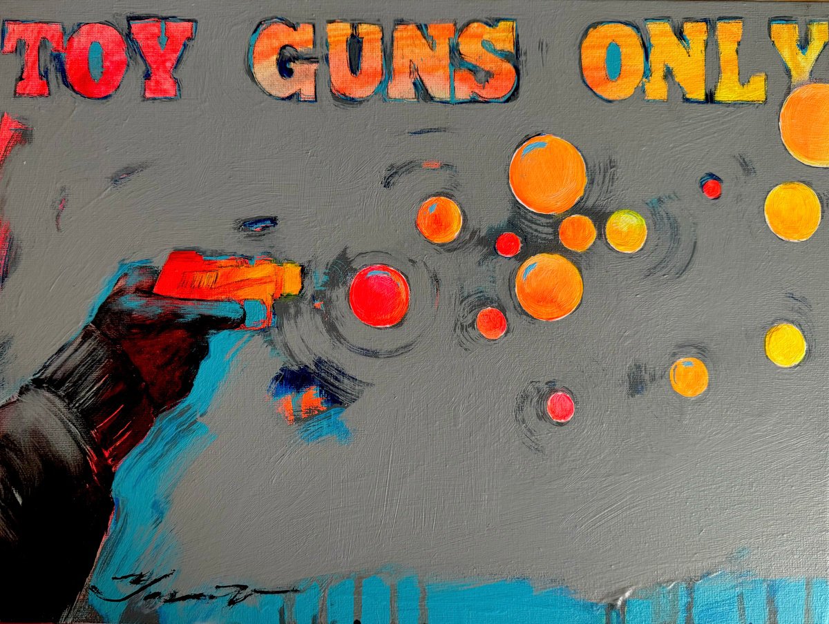 Urban And Pop Acrylic Painting , Toy Guns Only 5 By Yaroslav Yasenev, 16 X 12, Artwork For Sale On Artfinder
