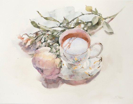 Tea with peonies